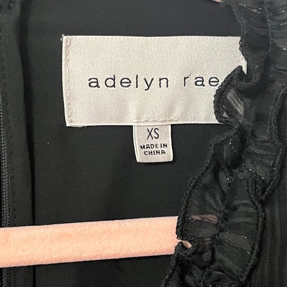 Adelyn Rae Caro Textured Metallic Black Mini Ruffle Dress Holiday Party Size XS - Picture 3 of 13